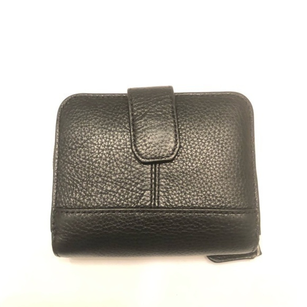 Coach black leather compact wallet